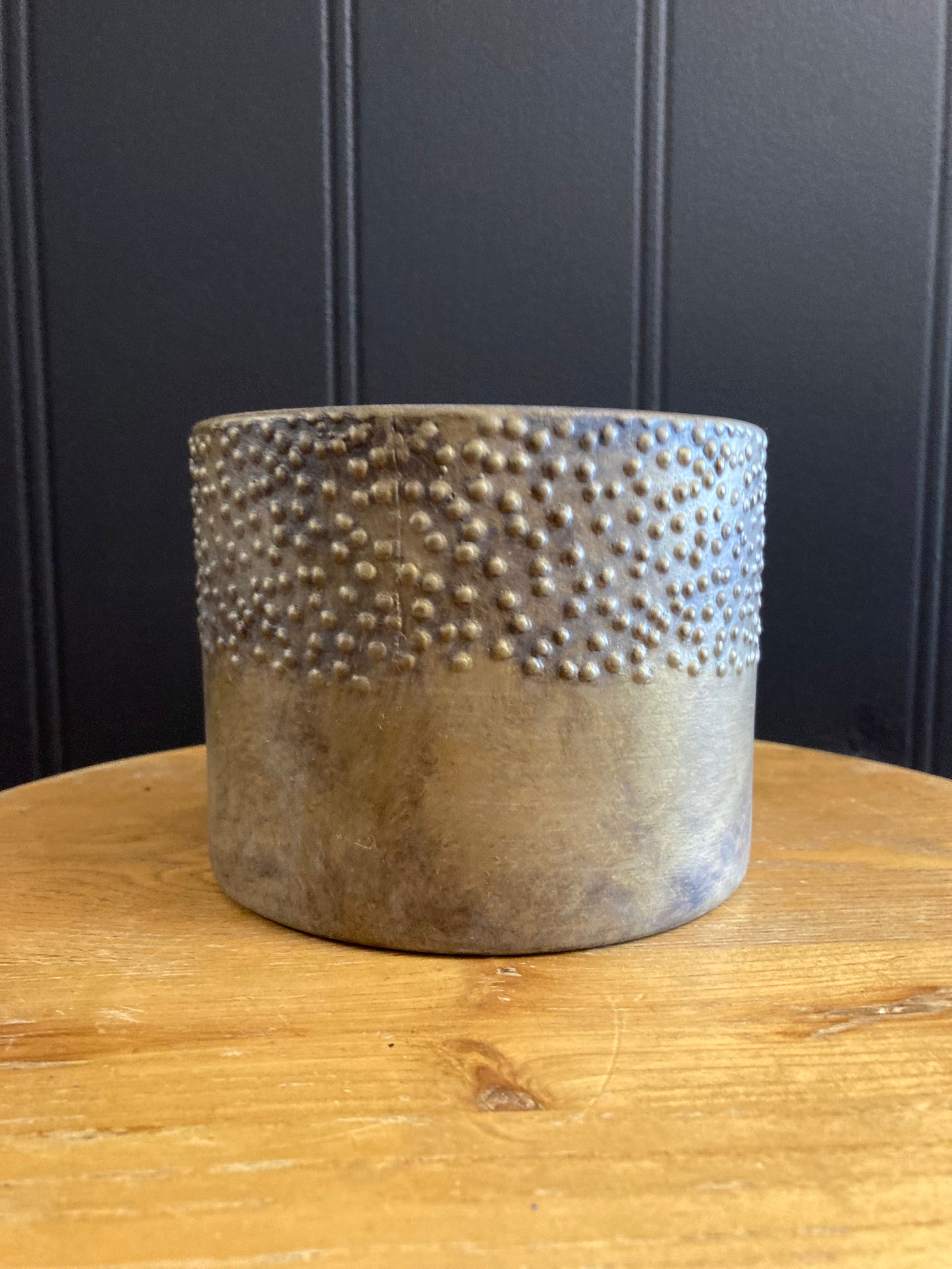 Small Pot - Distressed Gold Ceramic Cylinder Pot