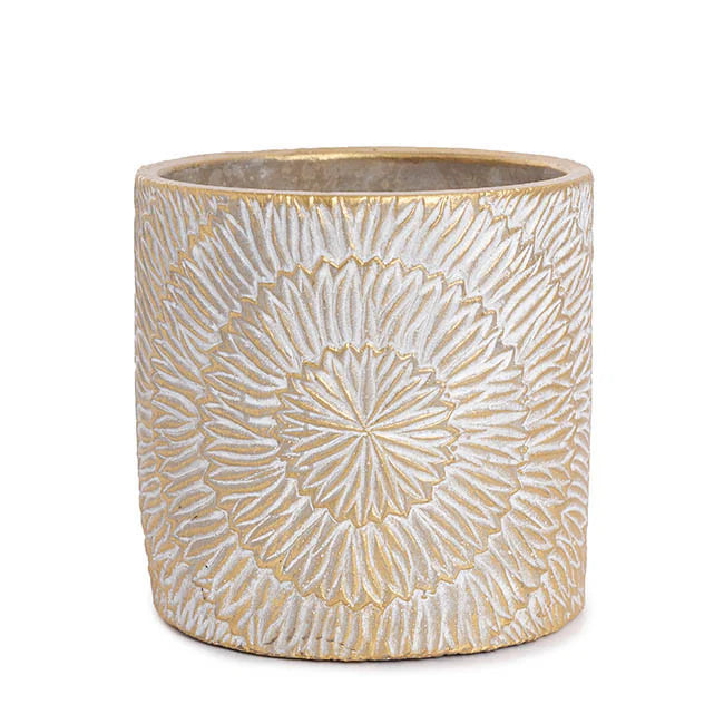 Cement Viola Cylinder Pot Gold