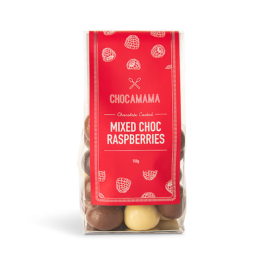 Mixed Choc Raspberries 125g