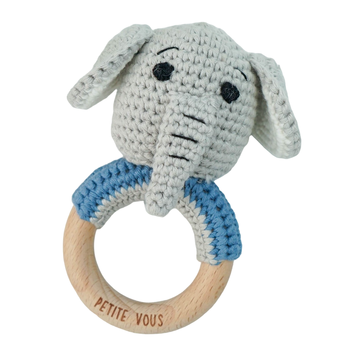Crochet Ring Rattle - Ellis the Elephant