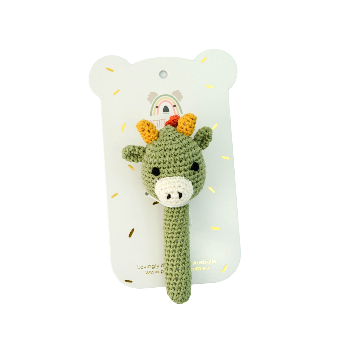 Crochet Hand Rattle - Spike Dinosaur