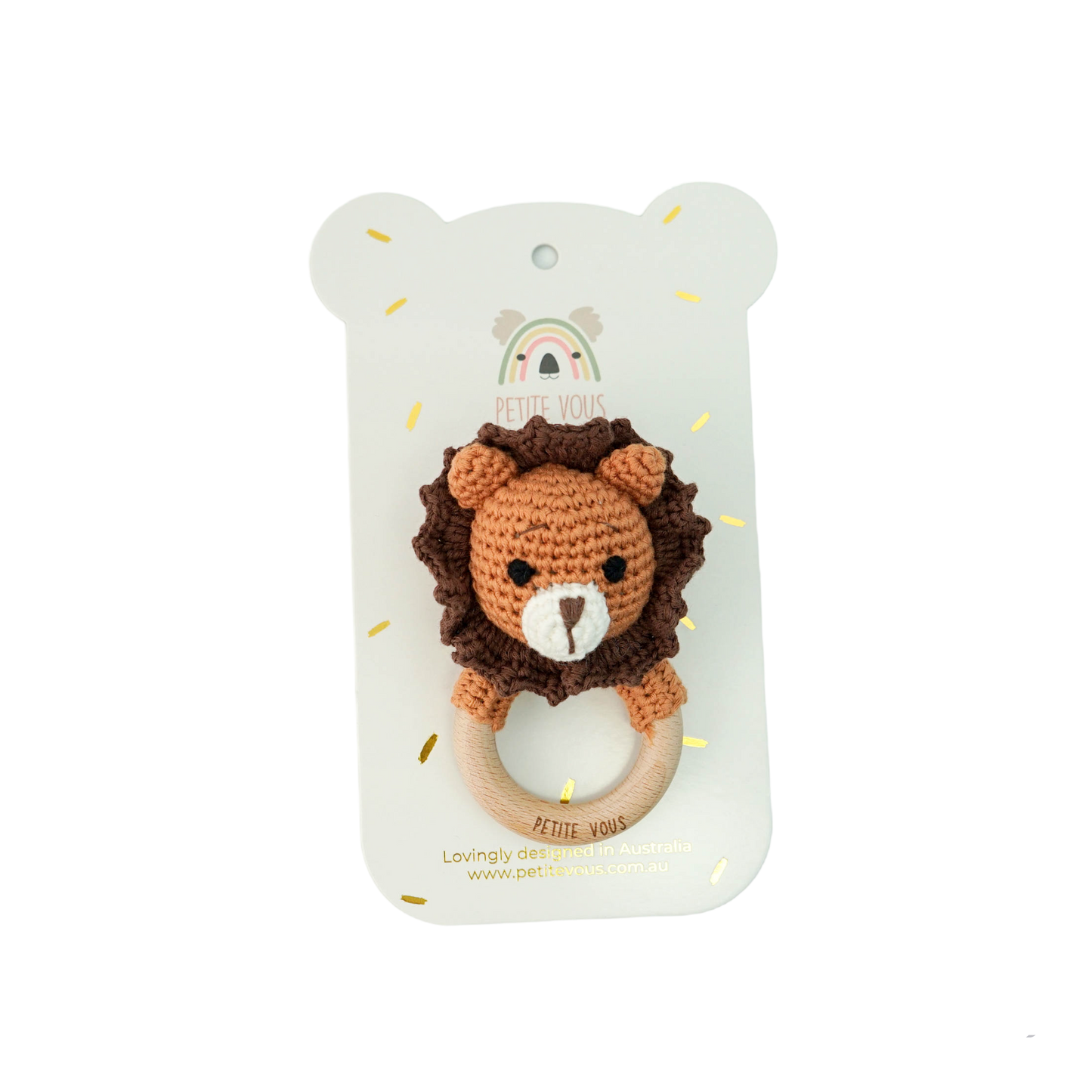Crochet Ring Rattle - Roary Lion