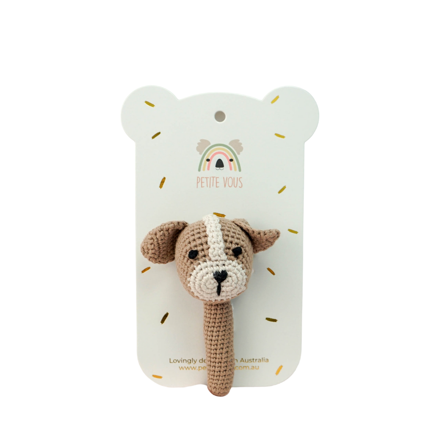 Crochet Hand Rattle - Parker Puppy