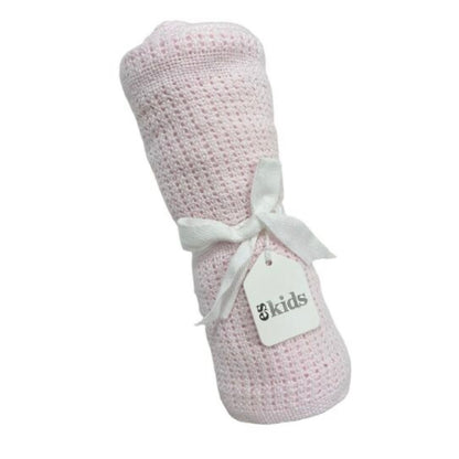 Crochet Cotton Baby Blanket - White/Blue/Pink