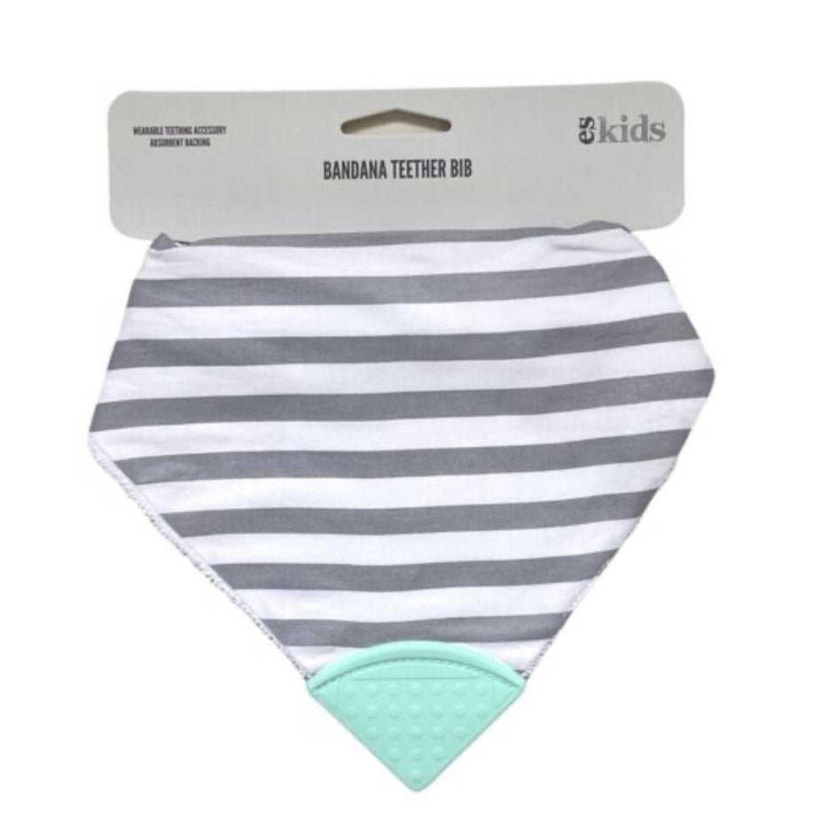 Bandana Teether Bib - Green/Blue/Pink