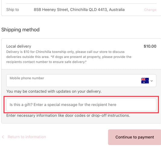 Card Message & Delivery Date