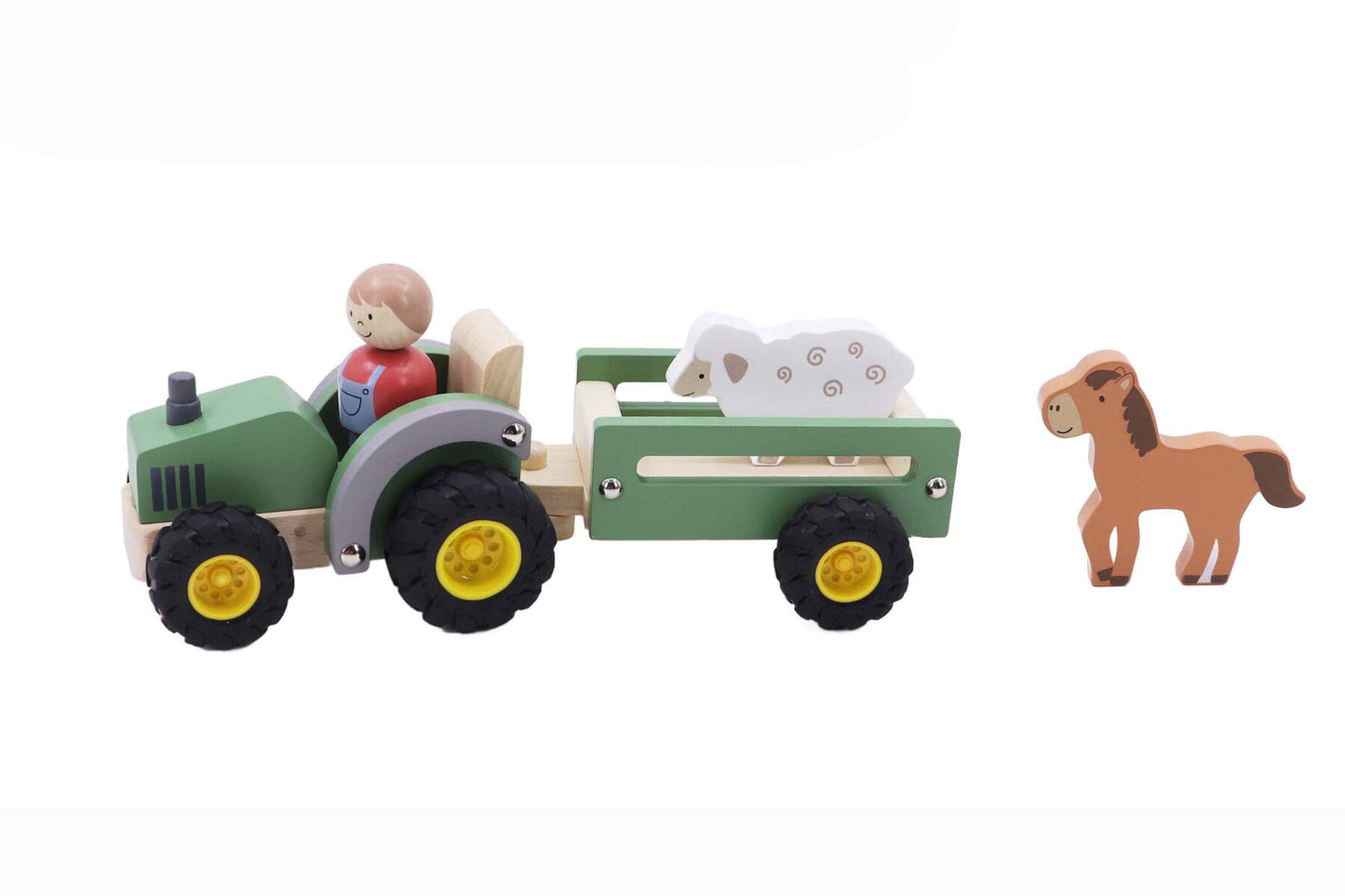 Wooden Tractors with Farm Animals