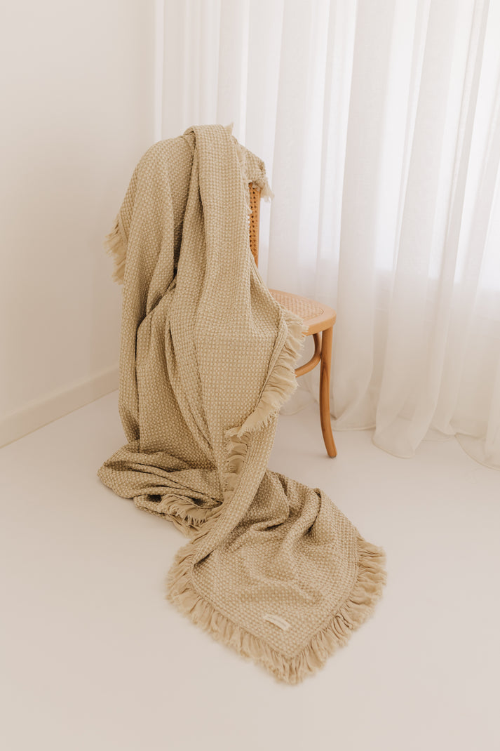Mama and Tochter Organic Cotton Bamboo Waffle Throw Blankets