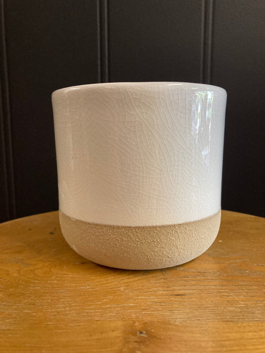 Medium Pot - Two Tone With a White Crackle Finish