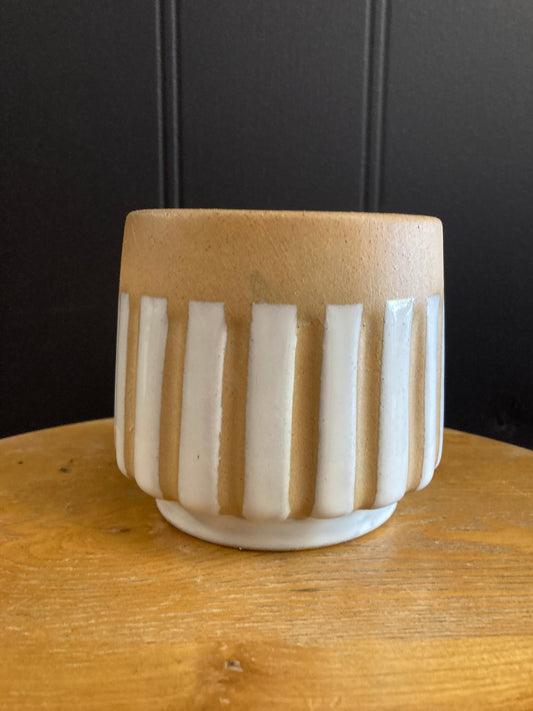 Small Pot - Two Toned Stripe Ceramic