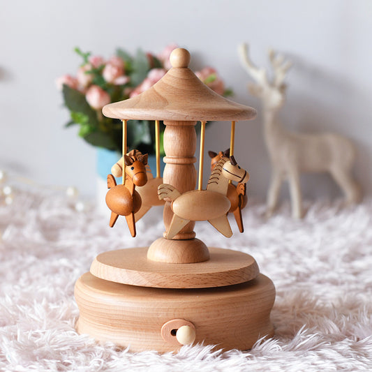 Wooden Horse Carousel Music Box