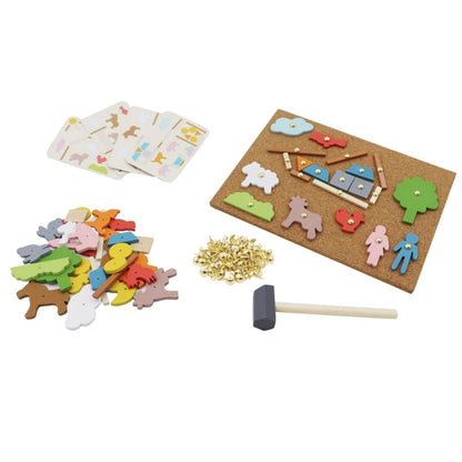 Pin a Shape - Farm Hammer & Nails Cork Board Set