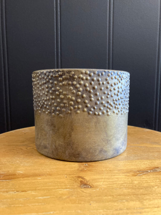 Small Pot - Distressed Gold Ceramic Cylinder Pot