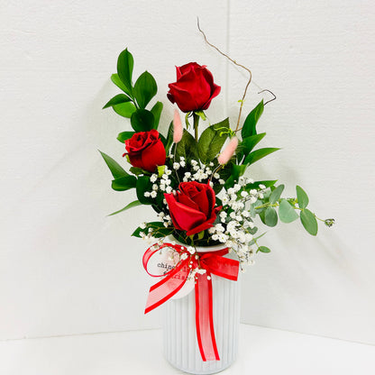 Red Roses Vase Arrangement 3, 6 or 12