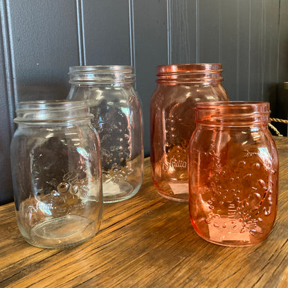 Glass Mason Jar Vases - Various Colours and Sizes