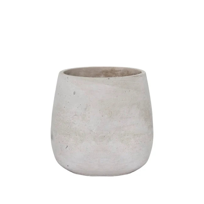 Cement Floral Egg Cup Round Pot Grey