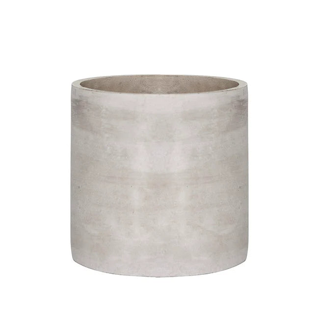 Cement Floral Cylinder Grey