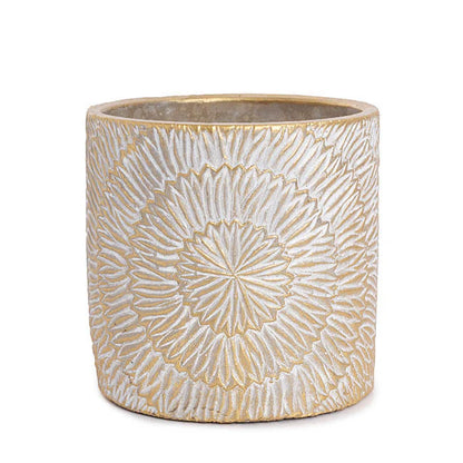 Cement Viola Cylinder Pot Gold