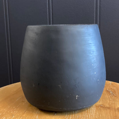Cement Floral Egg Cup Round Pot Grey