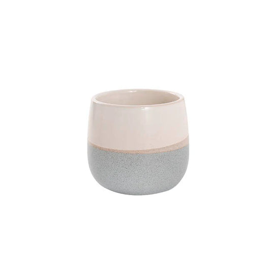 Ceramic Belly Two Tone Round Pot - Dark Blue