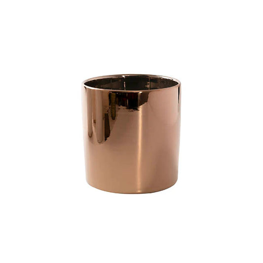 Ceramic Metallic Cylinder Pot Rose Gold