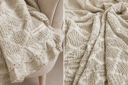Mama and Tochter Organic Cotton Waffle Textured Ruffle Throw