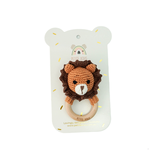 Crochet Ring Rattle - Roary Lion