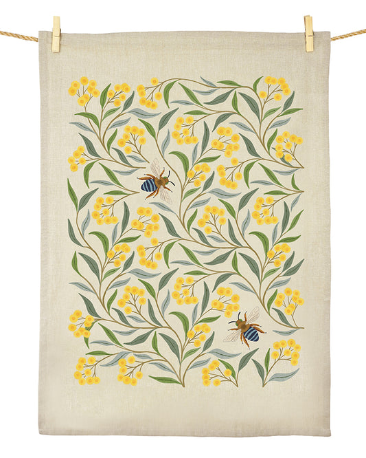 Tea Towel - Wattle & Bee