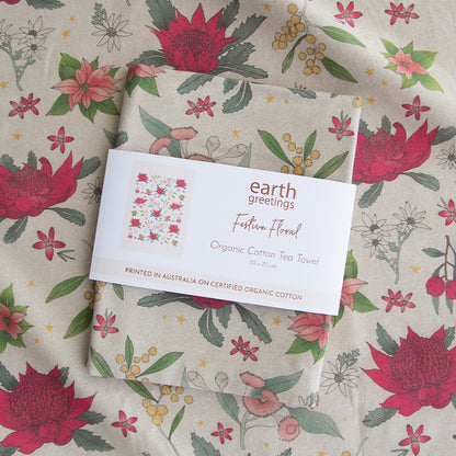 Christmas Tea Towel - Festive Floral