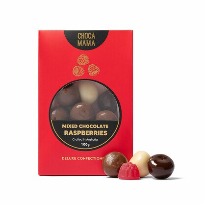 Mixed Choc Raspberries 125g