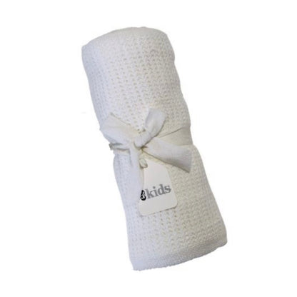 Crochet Cotton Baby Blanket - White/Blue/Pink